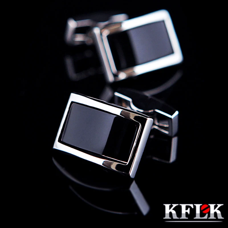 

KFLK Jewelry shirt Fashion cufflinks for mens Brand Black cuff link bouton High Quality Luxury Wedding Groom Male guests