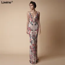 Sexy Design Long Mermaid Celebrity Dress Sleeveless Backless Deep V-Neck Evening Prom Party Gowns Red Carpet vestido de festa(China)