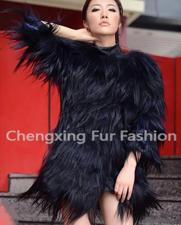 CX-G-A-200 стиль дизайн из настоящей овечьей шерсти Мех одежда зимнее пальто для женщин - Цвет: BLACK