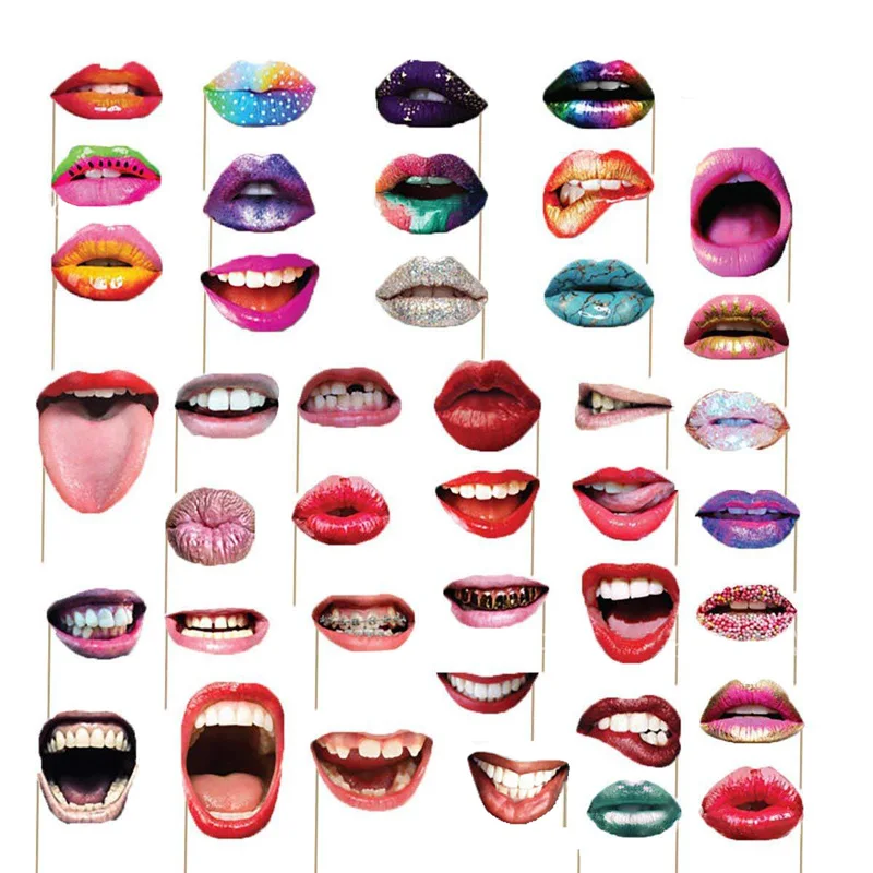 

20 pieces / set Adult Fun with Lips DIY Props for Photos Wedding Decorations Photo Booth Birthday Accessories