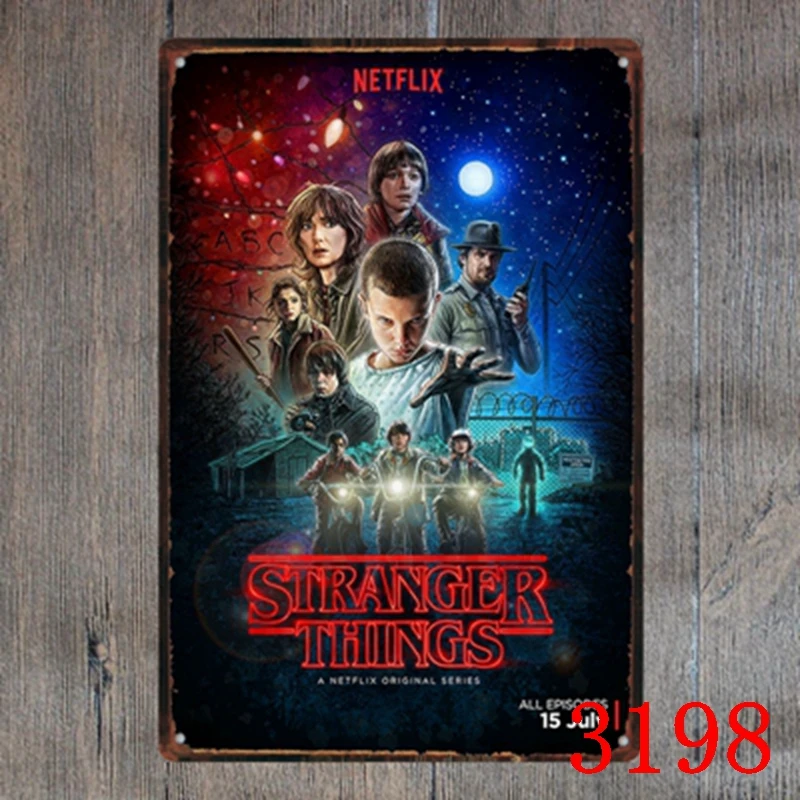 

Metal Painting "STRANGER THINGS" Wall Art Decor Poster Iron Plate Vintage House Bar Coffee Retro Tin Signs 20*30cm