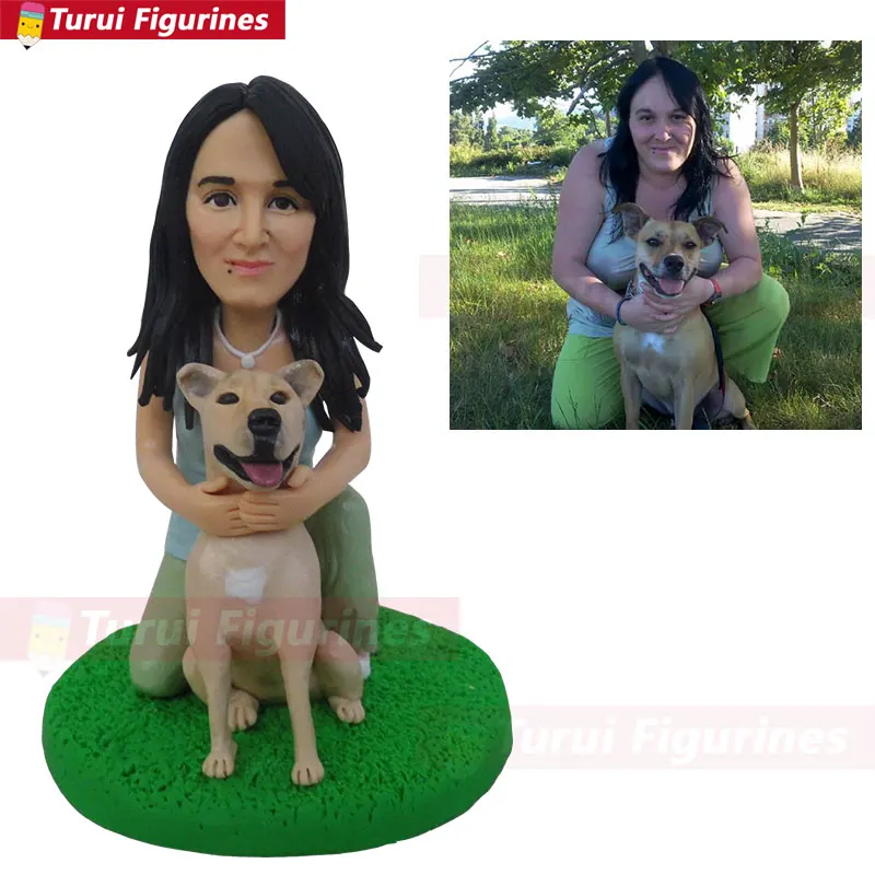 football game fans girl with her dog mini statue little people real face doll figurine miniature home accent decor sculpted figu football game fans girl with her dog mini statue little people real face doll figurine miniature home accent decor sculpted figu