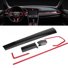 Autocollants décoratifs en Fiber de carbone pour Console de tableau de bord, 6 pièces, pour Honda Civic 10th 2016 2017 2018, nouveau