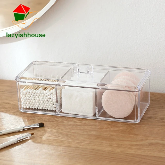 Acrylic Make Up Organizer 3 Drawers Storage Box Clear Plastic Cosmetic  Storage Box Organizers Clear Cotton Pads Plastic Box - Storage Boxes & Bins  - AliExpress