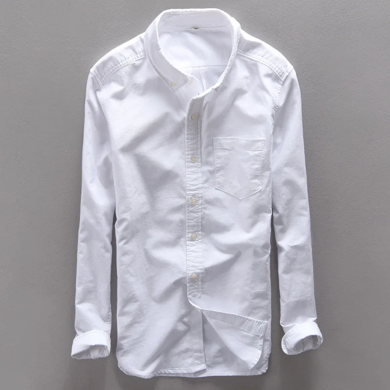 

Men's Oxford Cotton Shirts Long Sleeve Solid Slim Casual Shirt Spring Summer Cotton Dress Shirt Men Fashion Male Clothes TS-131