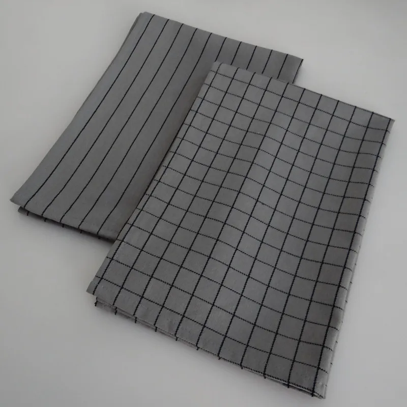 

Hot sale Reusable Textile Napkin Classic Grey Series Checks and Stripes Design Home Use Kitchen Towel Fabric Tablemat Background