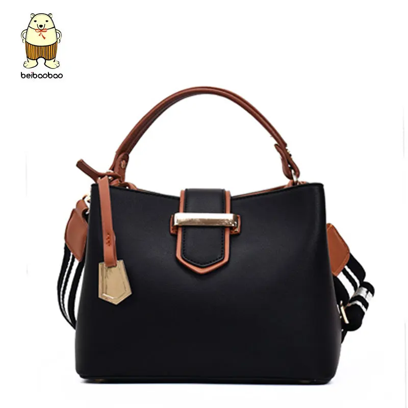 

Beibaobao Fashion Women Leather Handbags Female Tote Bags Casual Women Bag 2018 Lock Design Trapeze Women Messenger Bags B236