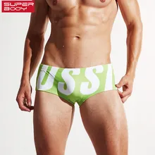 Superbody Марка Для Мужчин's Одежда заплыва Мужские экзотические боксёры Sexy низкой талией с буквенным принтом пляжные Одежда заплыва Мужские Шорты для купания