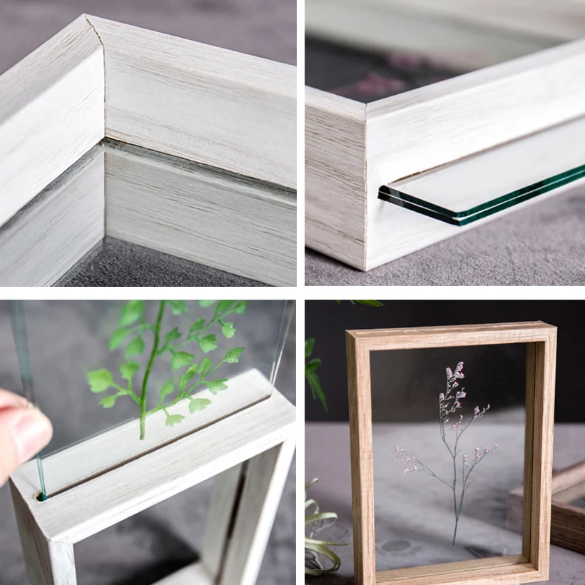  SUFEILE HD glass specimen photo frame DIY plant specimen photo frame Wooden creative decorative fra