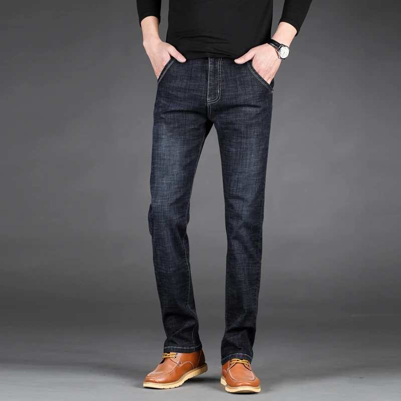 Новинка, мужские тонкие джинсы-светильник, брендовые джинсы, модные мужские повседневные узкие прямые джинсы с высокой талией, джинсы для мужчин, большие размеры 28-40, 42, 44