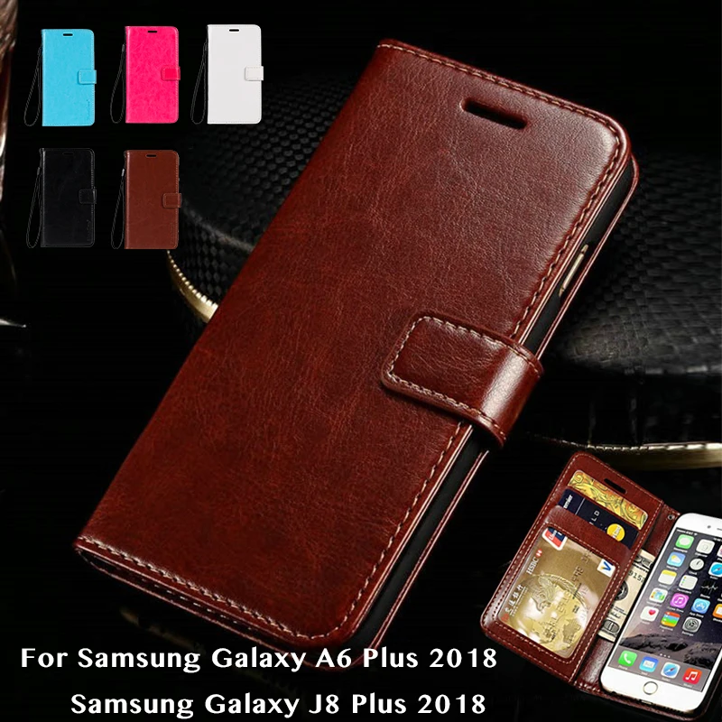 Flip Phone Case For Samsung Galaxy A6 Plus 2018 Leather Business Book Soft Silicone Cover | Мобильные телефоны и