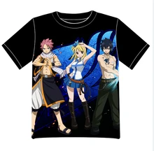Envío Libre Fairy Tail Anime manga T-shirt Las Mujeres de Los Hombres Cosplay Camiseta de Malla Negro Tee 002