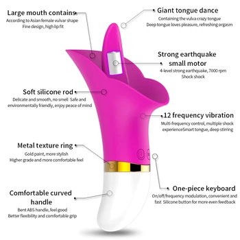 Silicone G-spot Vibrator USB Rechargeable Tongue Massage 12 Speed Vibrating Clitoris Stimulator Sex Toys for Women Adult Sex Toy 6