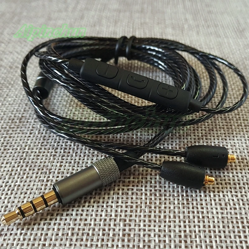 Сменный кабель для наушников Aipinchun MMCX с регулятором громкости для Shure SE215 SE425 SE535 SE846 SE315 для Westone W60 W50