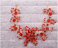 Красного цвета в Корейском стиле мягкая цепь с бриллиантами для волос в форме цветка аксессуары Инструменты для укладки XF884B - Цвет: Красный
