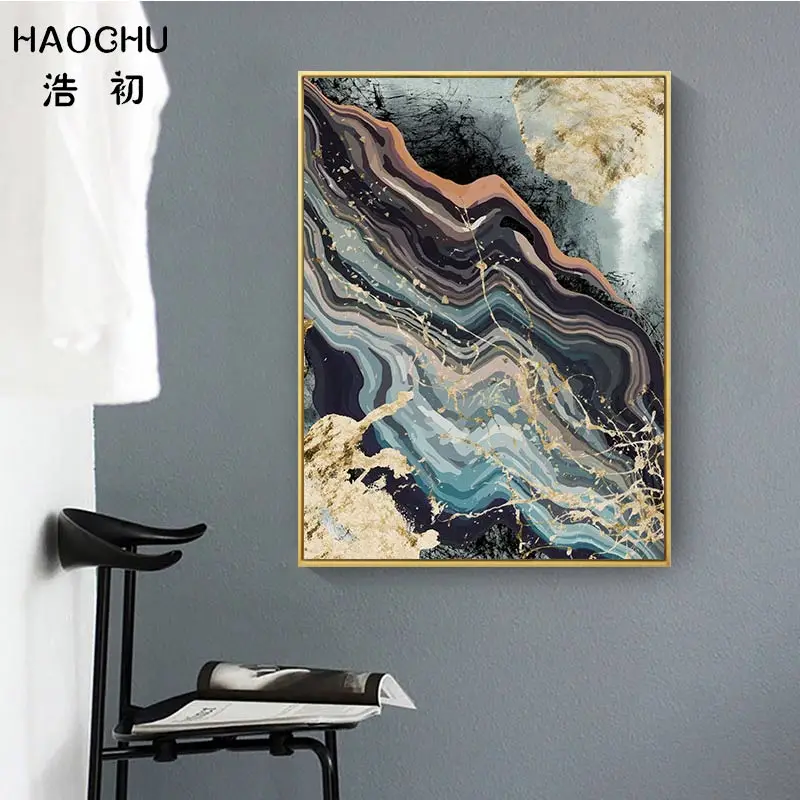 HAOCHU Европейская черно белая абстрактная Геометрическая линия мраморная