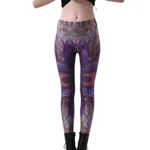 Эластичные повседневные штаны с 3D Цифровым принтом рисунок в виде Павлиньего пера женские Леггинсы 7 размеров одежда для фитнеса