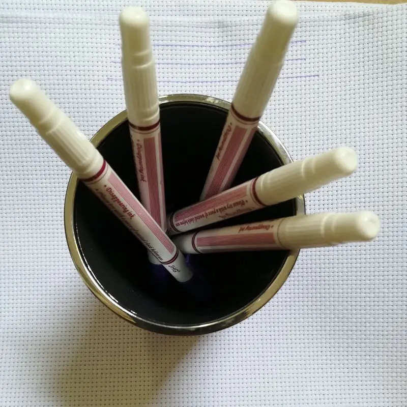 JHG Two Side Purple Air Erasable Pen With Eraser 5 Pcs Fabric Paint Marker Auto-Vanishing Pen Markers Replace Tailor's Chalk Pen6