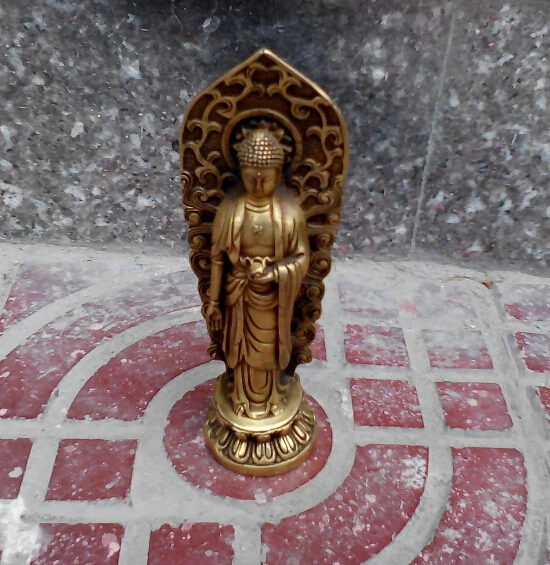

Metal Crafts Collectible Decorated Old Handwork chinese brass Carved buddha statue fast shipping