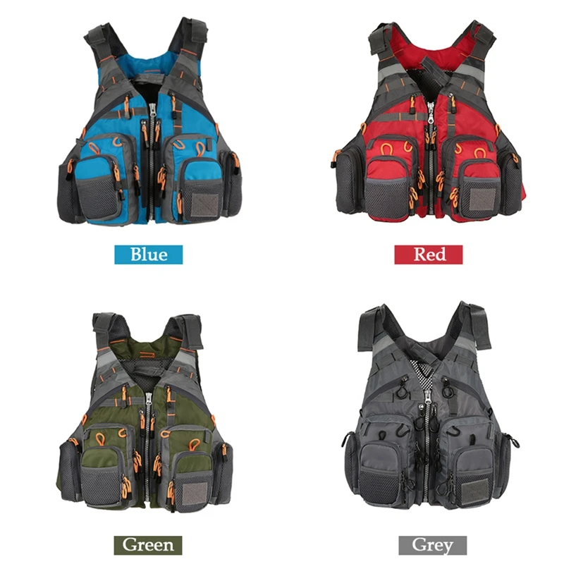 

Outdoor Sport Fishing Life Vest Multi Pockets Adjustable Detachable Foam Waistcoat Jacket 4 Colors