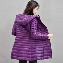 Женский пуховик, зимний, длинный, с капюшоном, белый, утиный пух, пальто, новинка, большой размер, пуховик, верхняя одежда, теплый, ультра-светильник, пуховики, QH1013