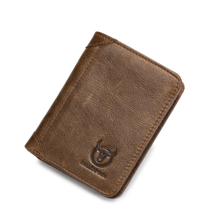 

New Vogue Business Casual Men's Wallet Short Paragraph First Layer Leather Youth Driver's License Wallet Card Fold Purse Holder