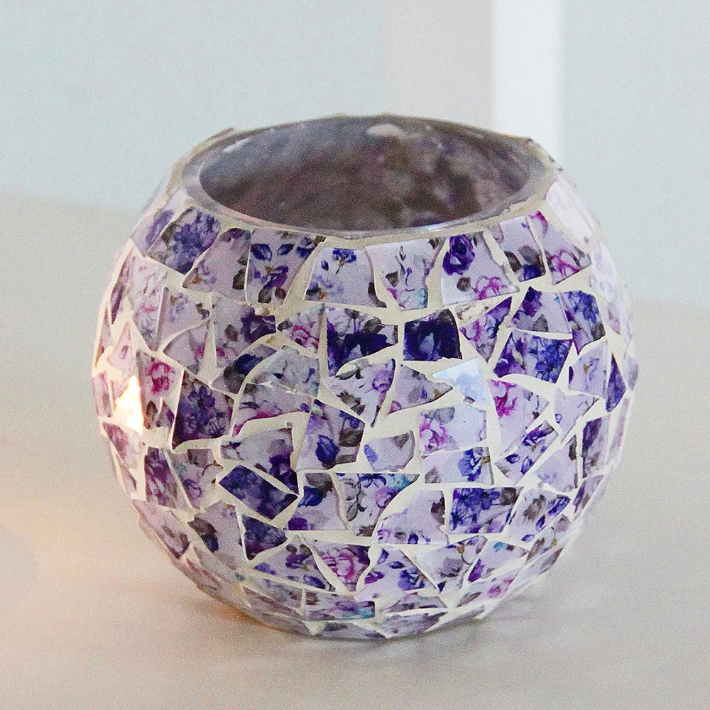 Европейский мозаика резные Стекло подсвечник Tealight для свечи Фонари центральным