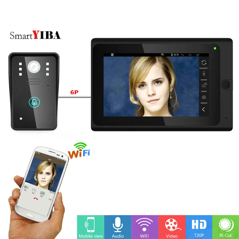 

SmartYIBA 7"Wifi Video Door Phone APP Control Touch Screen Video Intercom Kits Video Doorbell Intercom Entry System