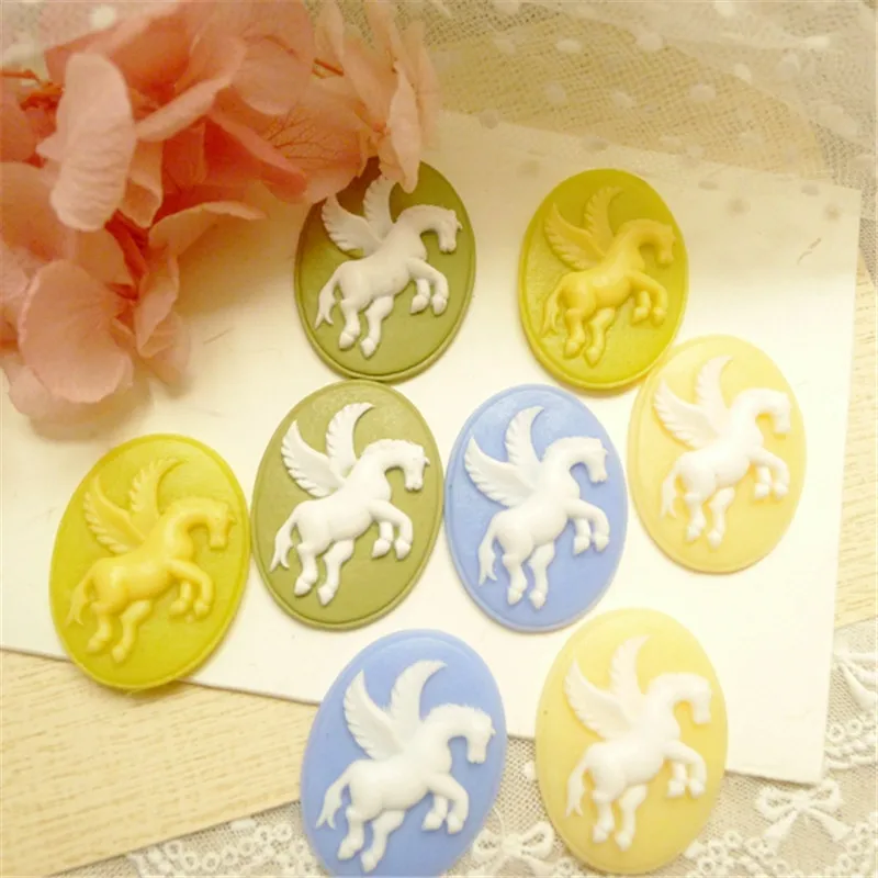 

10PCS Resin Cameo 30x40mm Flying Horse FlatBack Cabochon For Jewelry Accessories Gift Decoration