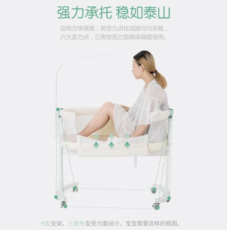 Удобная детская кровать стеганая Колыбель BB спальная кроватка портативная детская кровать простая бионическая с москитом и колесами