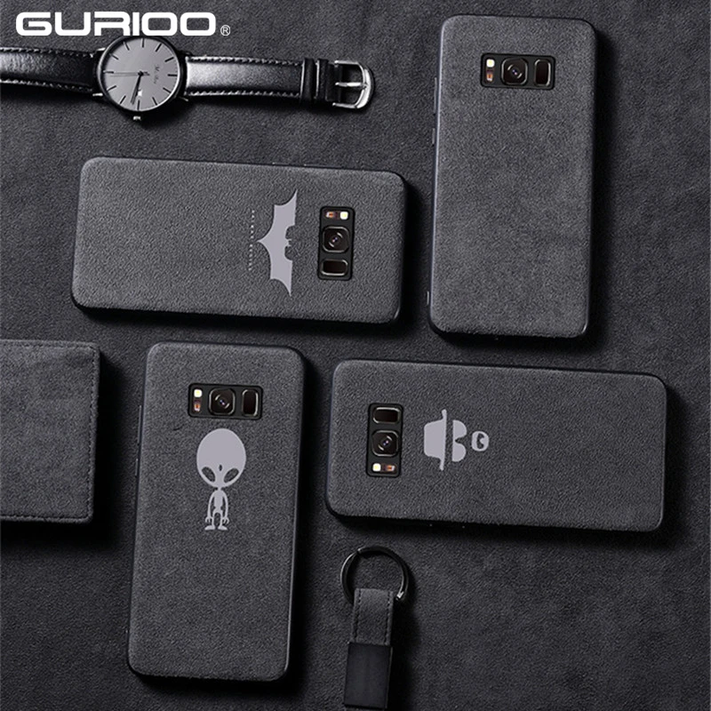 

New Alien Bat Pattern Turn Fur Phone Cover Case For Samsung Galaxy S7 S8 S9 Edge Note 8 9 Magician Luxury Car Leather Phone Case