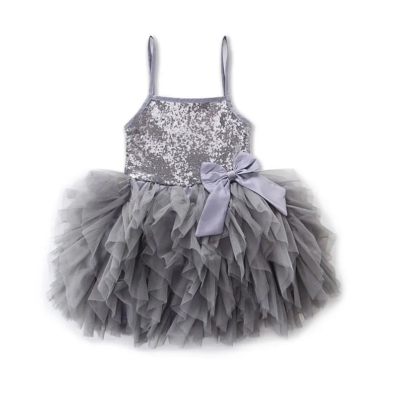 

2018 New Baby Kids Girls Charming Party Gown Formal Dress Sequins Flower Lace Bowknot Tutu Dress