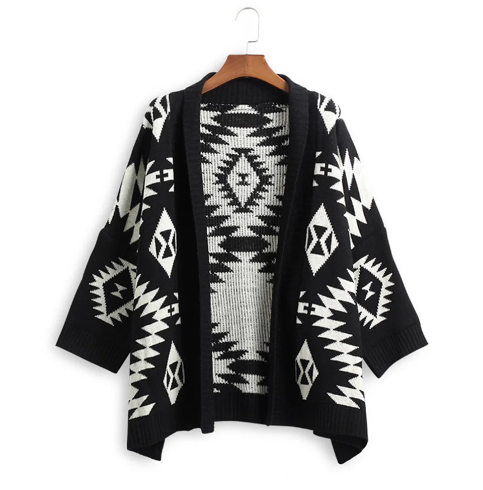 2019 новый модный Дамский кардиган свитер женский клетчатый вязаный негабаритный женский свитер-пуловер с v-образным вырезом и длинными
