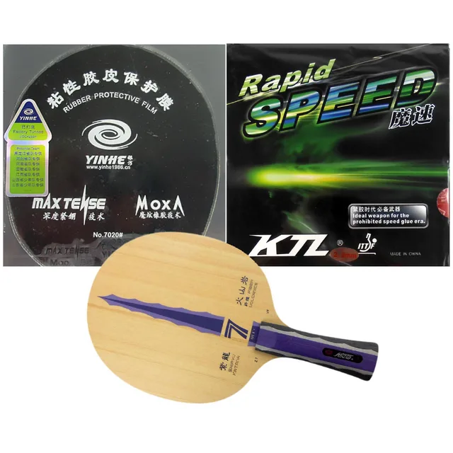 Cheap Milky Way Z7.VF blade + Moon (Pro, Factory Tuned) / KTL Rapid Speed rubber with sponge for a table tennis racket