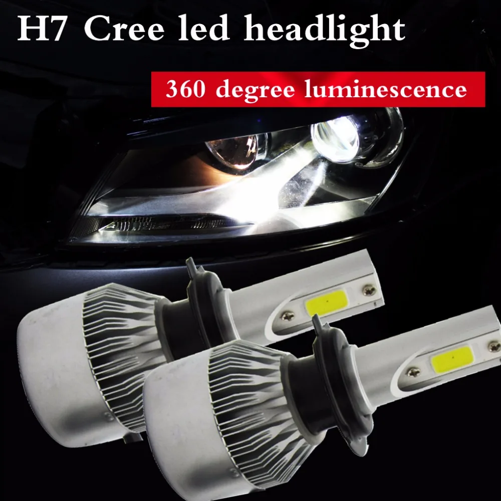 

2PCS Car Led Headlight Bulbs Kits Low Beam & High Beam COB Bulb Headlamps Car Head Lamps lights 12V 6000K H7 H11 H13 9006 H4 H1