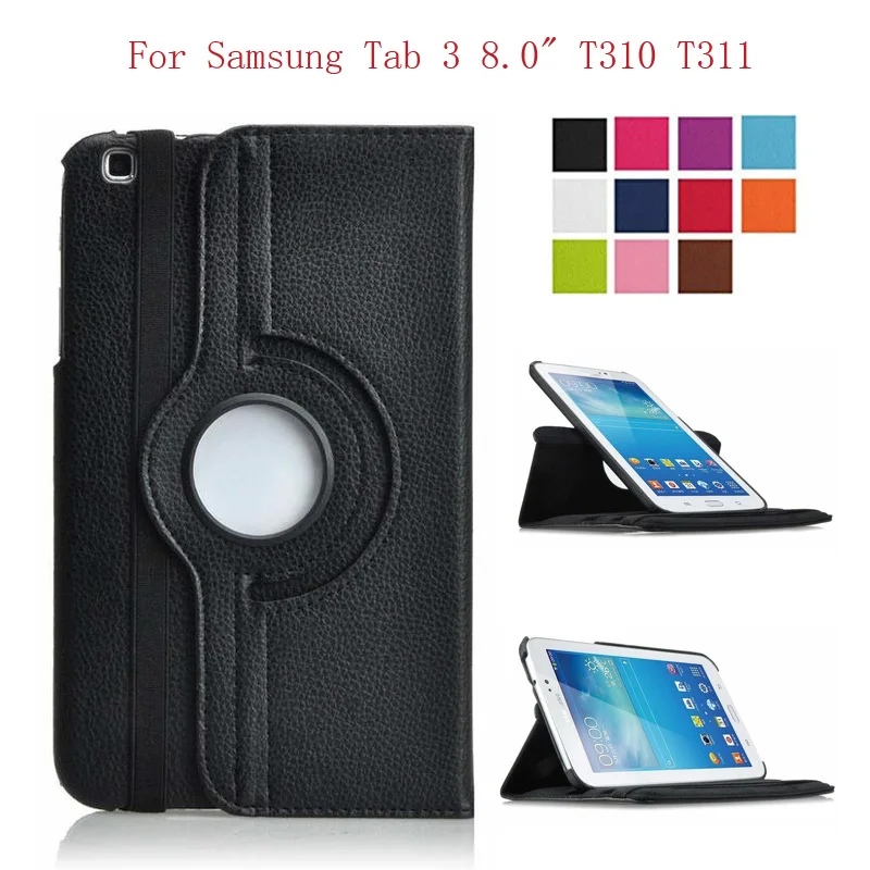 

360 Degree Rotating Smart Case For Samsung Galaxy Tab 3 8.0" T310 T311 Coque Funda PU Leather Flip Stand Tablet Cover