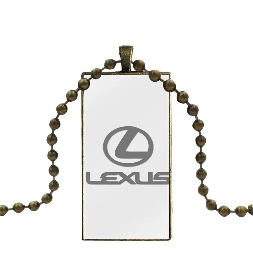 Для унисекс модный стеклянный подвесной брелок прямоугольное ожерелье колье ожерелье ювелирные изделия роскошный автомобиль Lexus логотип