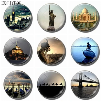 

3 CM Glass Fridge Magnet Souvenir Travel Decorative Magnetic Stickers Home Decor - London New York India Valencia Paris