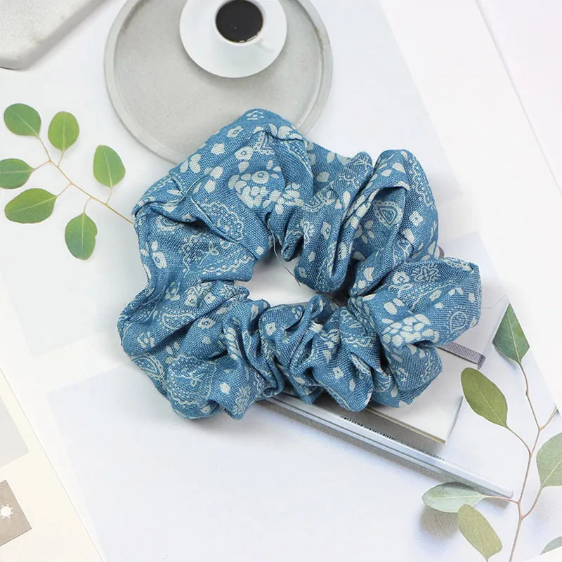 Adjustable Flower Blue Unique 1PC Cartoon Cowboy Star Hair Rope High Quality Scrunchie Ponytail Holder Light Color Elastic