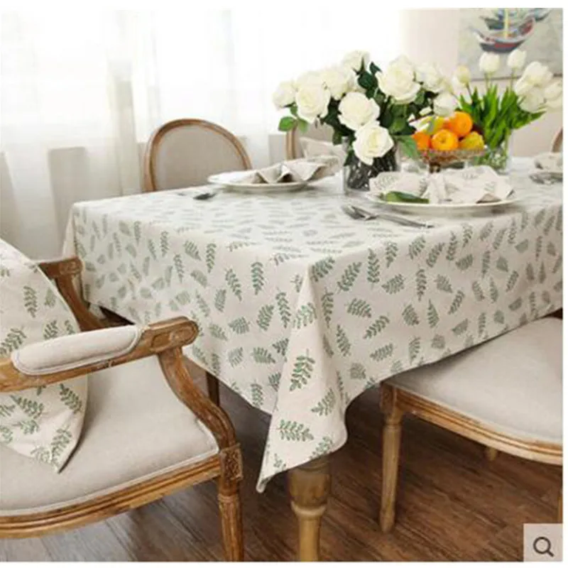 Country Style Leaves Print Tablecloth Linen Cotton Multifunctional