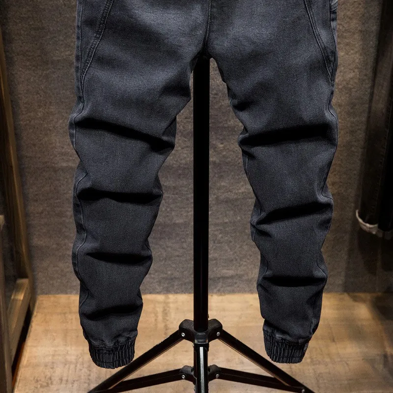 Autumn and spring models elastic waist Harlan jeans men's tide brand fat fat people large size small feet closing tooling beam
