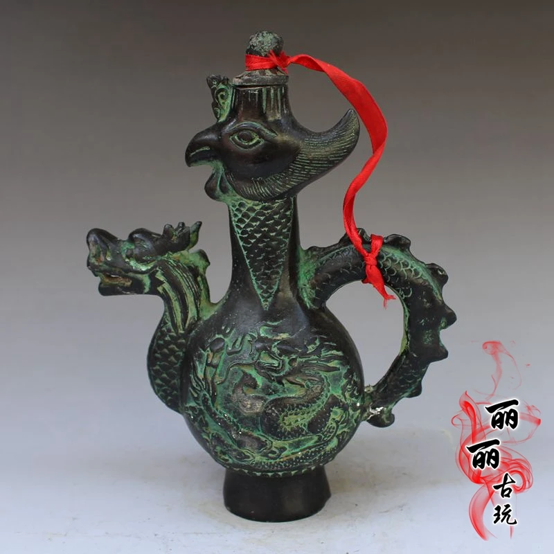 

Bronze ware Longfeng Chengxiang Bronze Pot Longfeng Wine Pot Platform Craft Gift