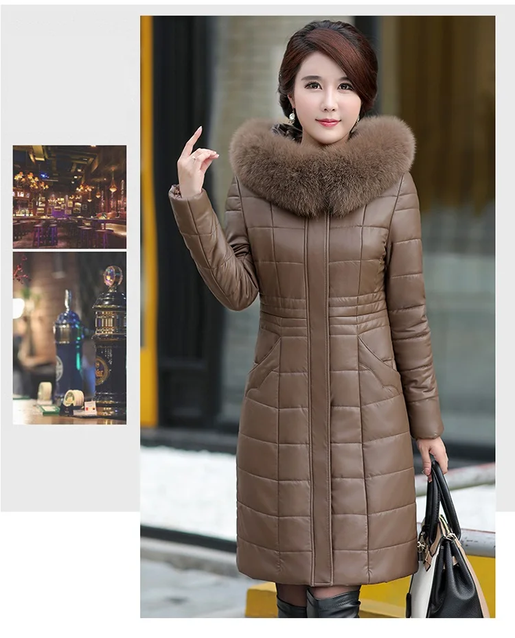Большой размер 8XL, Женская куртка с меховым воротником и капюшоном, зимние теплые толстые длинные пальто из искусственной кожи, парки, Черный пуховик, хлопковое Женское пальто