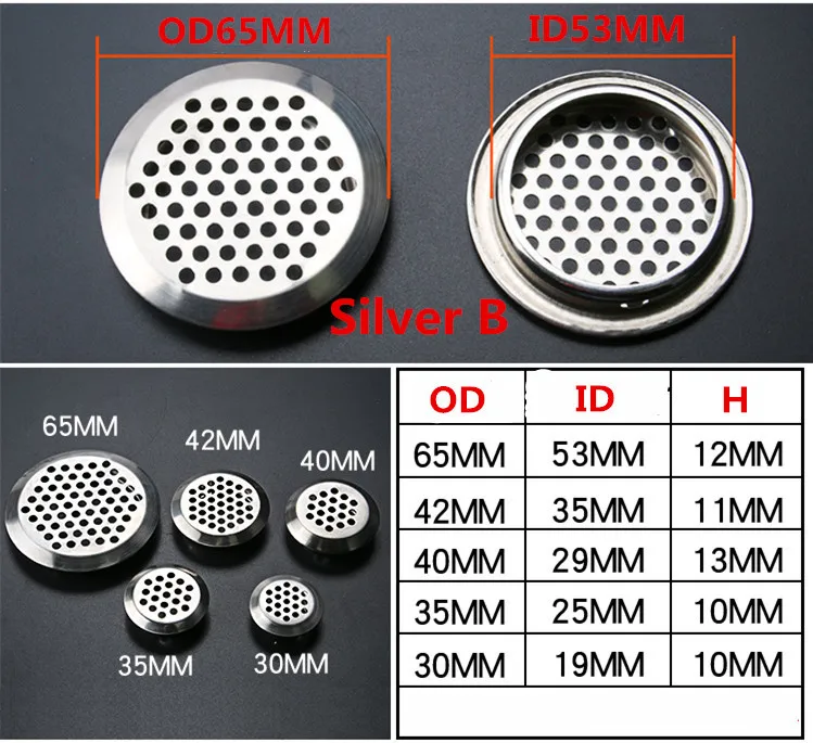 10Pcs 30mm65mm Wardrobe shoe Cabinet Ventilating Mesh Hole Air Vents Metal Mesh Hole Round Louver Ventilation Grille Air (23)