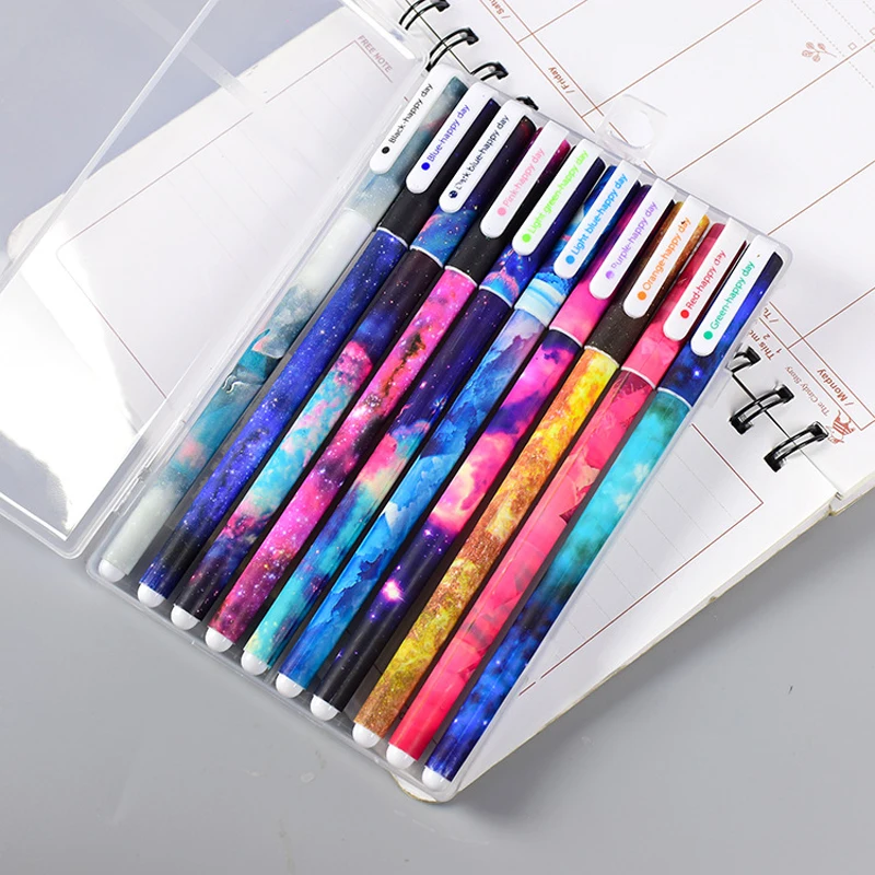 

10pcs/set 0.38mm Cute Flower Colorful Gel Pens Starry Pattern Kawaii Students Pens for School Stationery Office Writing Tools