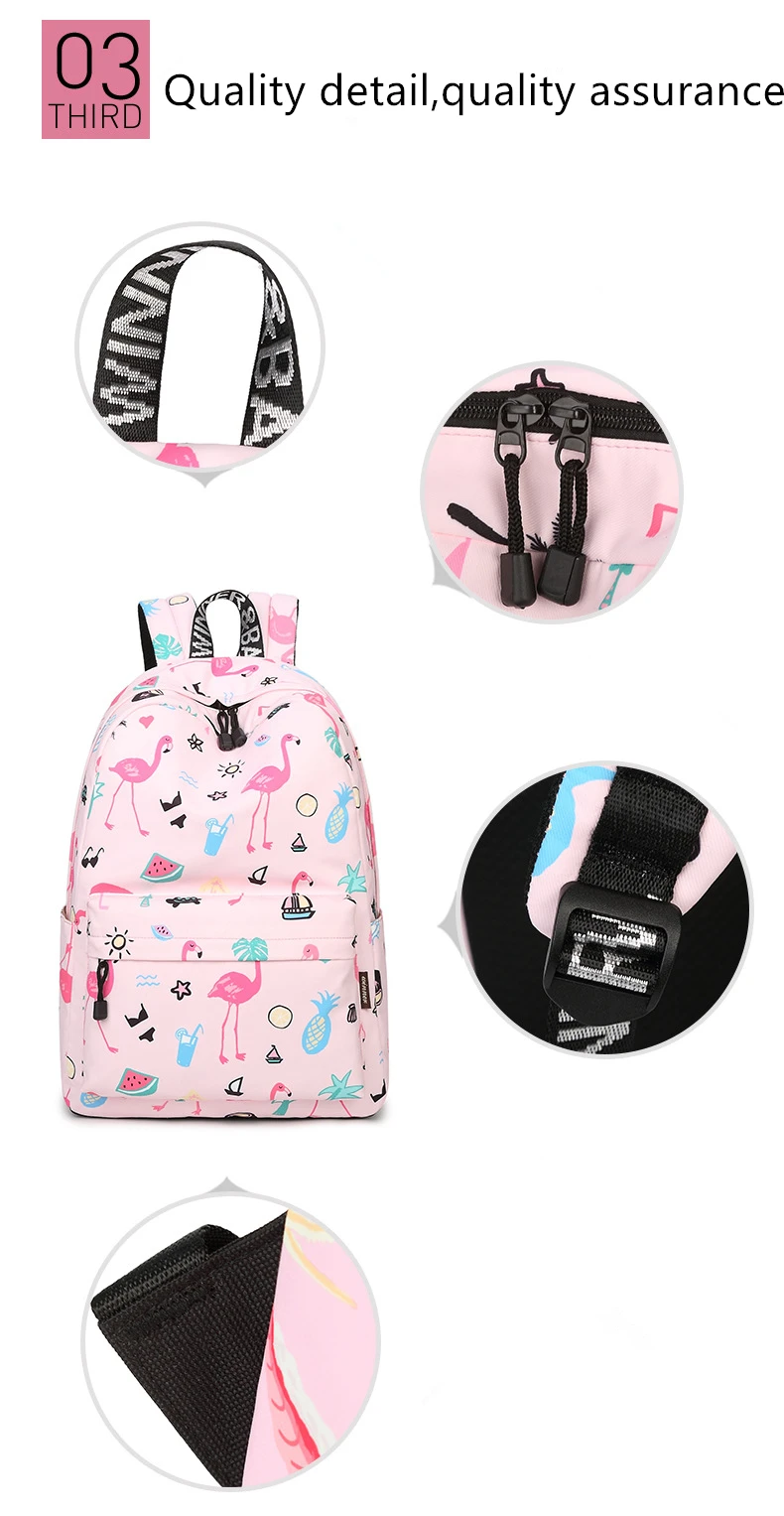 Tourya, Модный женский рюкзак, водонепроницаемый, милый, розовый, фламинго, принт с животными, школьный рюкзак для девочек-подростков, рюкзак Mochila