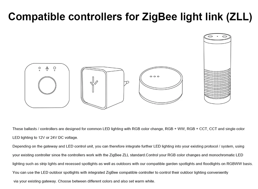 ZIGBEE светодиодный контроллер RGB+ CCT WW/CW Контроллер светодиодный DC12-24V контроллер светодиодной ленты ZLL APP контроллер RGBW RGB диммер