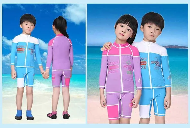 Rash Guard Snorkling swim 2-pieces дизайн дети плавание ming Премиум лайкра костюм для дайвинга плавание одежда Молодежные мальчики девочки дети