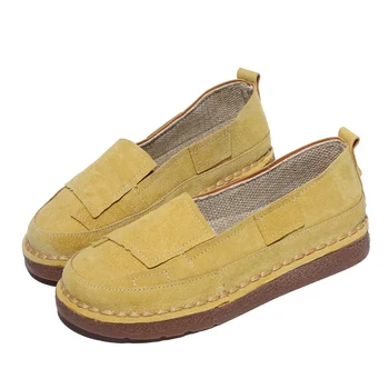 

Literary Retro Genuine Leather Flat Shoes Handmade Comfortable Soft Bottom Single Shoes Nice Girl Low Help Women Shoes