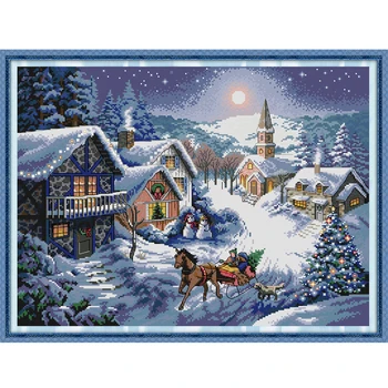 

Joy Sunday,Dusk in the snow,cross stitch embroidery set,Needlework counted cross-stitch patterns,Scenery cross stitch pattern